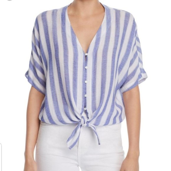 Rails Tops - Rails Button-Front Oversized Linen Blend Shirt NEW